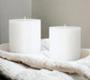 MIster Candle - White 4" x 4" Hand Made Pillar Candles (Set of 2) Unscented, Smokeless, Solid Color