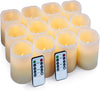 Hausware Flameless Candles Battery Operated Candles Set of 12 (D: 3" x H: 4") Real Wax Pillar Flickering Candles LED Flameless Candles with Remote and Timer Control (Ivory Color)