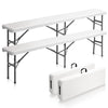 VINGLI 6 feet Plastic Folding Bench,Portable in/Outdoor Picnic Party Camping Dining Seat, Garden Soccer Multipurpose Entertaining Activities, Smooth HDPE Tabletop, 2 Pack, White