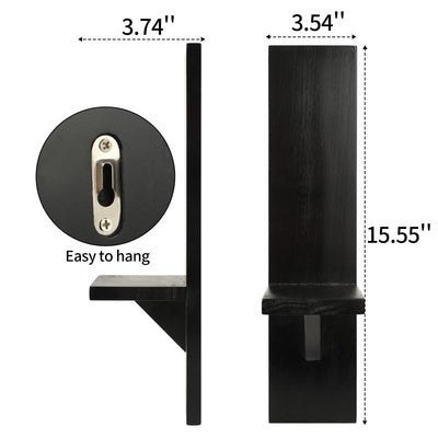 Wall Candle Sconces Set of 2, Decorative Wooden Candle Holder, Farmhouse Candle Sconce, Living Room Wall Decoration (Solid Black)