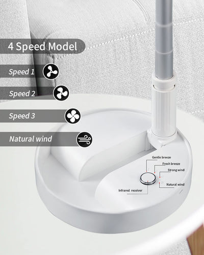 UN UNITEDTIME Desk and table fan, Foldable Fans Portable Travel Fan Battery Operated or USB Powered,Adjustable Height,My Foldaway fan with remote Control Timer 4 Speed Settings (White)