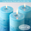 Petristrike Ocean Scented Pillar Candles,60+ Hrs Long Burning Candles, Set of 3 Blue Candles for Home Scented (3x6'')