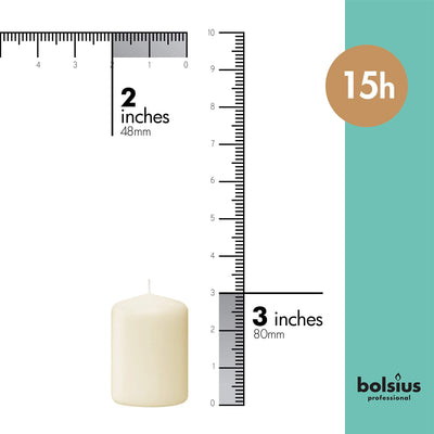 Bolsius Ivory Pillar Candles – 2x3 Inches – 20 Pack Unscented – Premium European Quality – Dripless, Smokeless, and Clean Burning Household Candles – Perfect for Wedding, Party, Dinner, And Home Décor