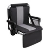 ALPHA CAMP Stadium Seat Chair for Bleachers with Back & Arm Rest (Black Grey)