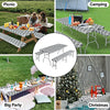 OutdoorLines Vinyl Fitted Picnic Table Cover with Bench Covers - Waterproof Camping Tablecloth for Picnic Table, Elastic Picnic Table Covers for Outdoor, Camping (Moroccon Gray 72x30 Inch, 3 Pcs)