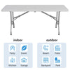 6ft Plastic Folding Table, Outdoor Indoor Portable for Camping, Party, Picnic w/Handle, Lock - White