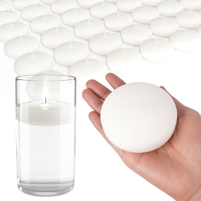 102 Pack 8-9 Hour 3" White Floating Candles for Wedding, Unscented Dripless Wax Candles, Smokeless Candle, Perfect for Cylinder Vases, Centerpieces at Wedding, Pools, and Home