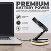 VENTY Portable Fan - Wireless Battery Operated Fan, 48HR Run Time 16000MAH Oscillating Rechargeable Fan, Remote Control & LED Lighting, Folding Telescopic Camping Fan (Black with Case)