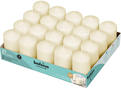 Bolsius Ivory Pillar Candles – 2x3 Inches – 20 Pack Unscented – Premium European Quality – Dripless, Smokeless, and Clean Burning Household Candles – Perfect for Wedding, Party, Dinner, And Home Décor