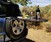 Tire Table Vehicle Tire-Mounted Steel Camping, Travel, Tailgating and Outdoor Work Table, Black (Steel) , 29 x 23 x 1.5"