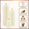 MTLEE 36 Pcs Pillar Candles Bulk Set of 3 Long Burning Wax Pillar Candles 2 in x 3, 6, 8 Inch Dripless Unscented Smokeless Candles for Wedding Party Spa Lantern Fireplace Home(Ivory White)