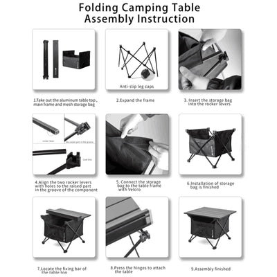 Audoyon Portable Camping Table Folding Ultralight Compact Side Table, Aluminum Fold Up Beach Table Tent Table for Outdoor Dining Cooking, Picnic, Grill, Hiking, Fishing, Sand（S - Black）