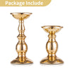 2 Pcs Gold Pillar Candle Holders, Gold Candlestick Most Ideal for 3" Pillar Candles, Gifts for Wedding, Party, Home, Spa, Reiki, Votive Candle (S + L)