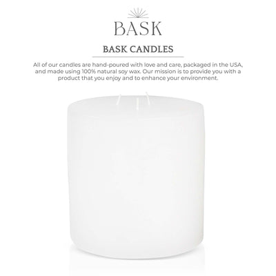 Bask Large Mottled Pillar Candles - Unscented - 6-Inch Diameter for Extra-Wide Holders - 3-Wick Candles for Home and Events - White