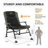 VINGLI Oversized Fishing Chair Heavy Duty Support 440 LBS, 160° Freely Adjustable Reclining Folding Chairs, Lounge Travel Outdoor Seat with High Back for Fishing Camping or Leisure