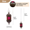 2 Pcs Hanging Hexagon Decorative Moroccan Candle Lantern Holders, Handmade Hanging Tea Light Holder in Bronze Metal & Red & Purple Glass Gift & Decor Items