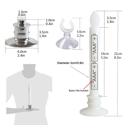 Window Candles with Remote Timers 10PCS Battery Operated Flickering Flameless Led Electric Candle Lights with Silver Base and 10PCS Suction Cups Taper Candles Holder for Christmas Decorations