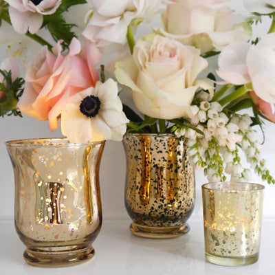 Tebery 12 Pack Round Gold Votive Candle Holders, 2-Inch Glass Tealight Candle Holder for Table Centerpiece, Wedding Decoration, Party, and Home Decor