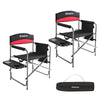 KingCamp Camping Directors Chairs Supports 400 Pounds for Adults, Padded Folding Portable Camping Chair with Side Table, Storage Pockets, Red (2-Pack)