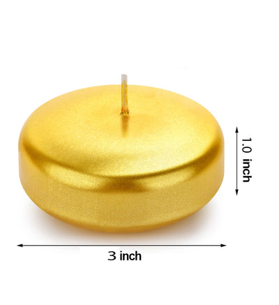 3 inch Floating Candles,12Pack Gold Dripless Wax Unscented Dripless Wax 13-15Hours Burning, Wedding Party Candles,for Centerpieces Suitable for Cylindrical Vases,Swimming Pool,Restaurant Decoration