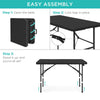 Best Choice Products 4ft Plastic Folding Table, Indoor Outdoor Heavy Duty Portable w/Handle, Lock for Picnic, Party, Camping - Black