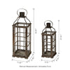 Glitzhome Farmhouse Wood Metal Large Decorative Lanterns Hanging Candle Lanterns Set of 2, Black (No Glass)