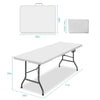 FWTI DEAL 6FT Plastic Folding Table,Portable Foldable Table Outdoor Picnic Table Camping Table for Party,Wedding,Kitchen,BBQ,w/Handle,Lock-White