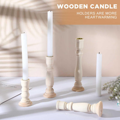 Tanlade 16 Pcs Wooden Candle Holders Set for Taper Candles Farmhouse Unfinished Wood Boho Candle Sticks Holder Rustic Candlestick Holder Stand for Fireplace Dining Table Centerpiece