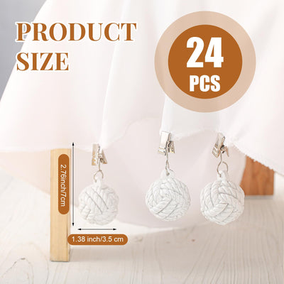 Tioncy 24 Pcs Outdoor Curtain Weights Table Cloth Weights Heavyweight Weights Ball Resin Cast Iron Cloth Holder Clip Furniture Pendant for Home Garden Wedding Party Camping Picnic (White)