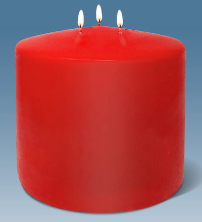Hyoola Red Three Wick Large Candle - 6 x 6 Inch - Unscented Big Pillar Candles - 146 Hour - European Made