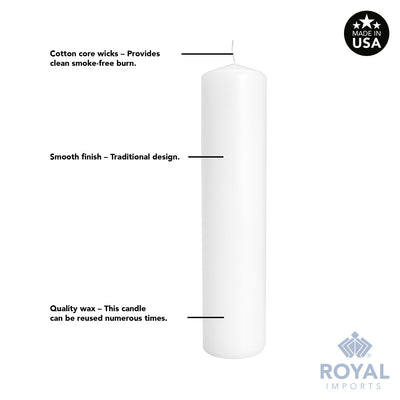Royal Imports Pillar Candles White Unscented Premium Wax, 40 Hours Burning for Wedding, Spa, Party, Birthday, Holiday, Bath, Home Decor - 2"x6" Inch - Set of 12