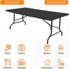 Camkey Portable Folding Table, Easy to Use with Lock Function, 6FT Fold-in-Half Utility Table with Collapsible Legs, Adjustable Table for Camping, Dining and Party Indoor/Outdoor, Black