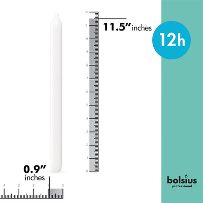 Bolsius Straight Unscented White Candles Pack of 100-11.5-inch Long Candles -12 Hour Long Burning Candles - Perfect for Emergency Candles, Chime Candles, Table Candles for Wedding Dinner, Christmas