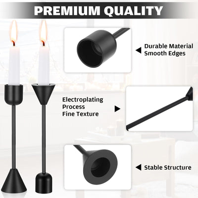 Suclain Set of 24 Short Candle Holders Metal Taper Candle Holders Modern Candlestick Holder Table Centerpieces for Party, Wedding, Dinning, Home, Birthday Decor(Black)