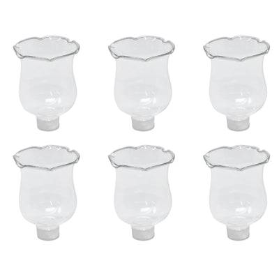 Clear Glass Votive Cups with Peg 6 Pack, Tulip Votive for Candelabra Candle Holder, Home Interior Candle Sconce Glass Replacement Parts, Shabbat Candle Glass Oil Lamp, 4E's Novelty (2.75" Tall)