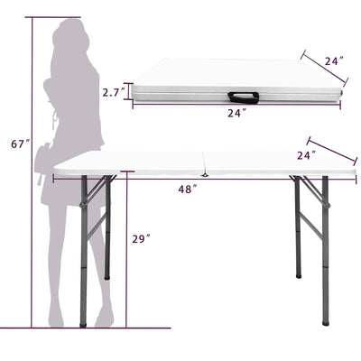 Gocamptoo Folding Table,4ft Indoor Outdoor Heavy Duty Portable Folding Square Plastic Dining Table w/Handle, Lock for Picnic, Party, Camping (4 FT) …