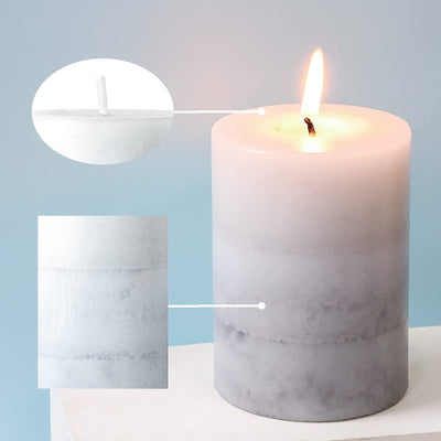 Set of 3 Scented Pillar Candles Creamy Coconut Scented Candles 3 x 4 Long-Lasting Candles Scented White Candles Palette Pillar Candles Clean Burning No Drip Candles Gift for Home Party Decor