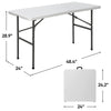 SUPER DEAL Portable 4 Foot Plastic Folding Table, Indoor Outdoor Heavy Duty Fold-in-Half Picnic Party Camping Barbecues Table with Carrying Handle, White