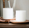 MIster Candle - White 4" x 4" Hand Made Pillar Candles (Set of 2) Unscented, Smokeless, Solid Color