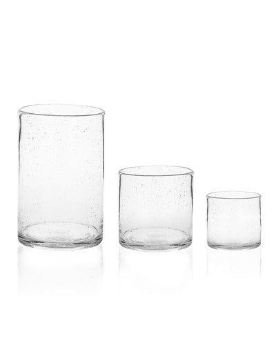 ARIAMOTION Candle Holder Set of 3 Clear Glass seeded Bubbles Modern Hurricane Cylinder Table Centerpiece Pillar Votive Flower vase Room Decor Wedding Birthday Party Event 8" 5" 3.5" Height