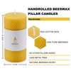 AGLARY 3PCS 3 * 6" Beeswax Pillar Candles, Large Handmade Pure Beeswax Rolled Candles, Unscented & Dripless & Smokeless,Original Color