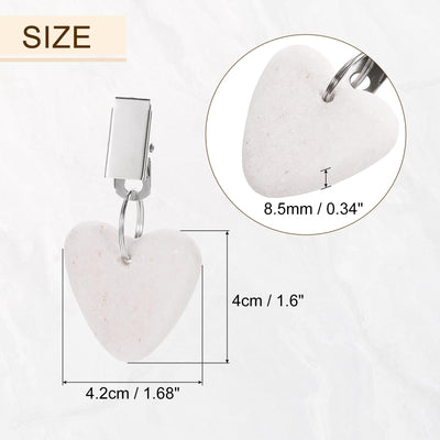 uxcell Tablecloth Weights with Metal Clip, 24PCS Marble Tablecloth Pendant, Heart Shape Tablecloth Pendant Picnic Tablecloth Clips for Decoration, Family Dinner Party (White)