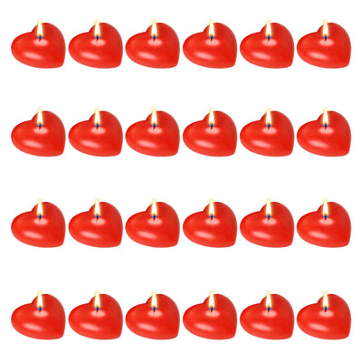24 PCS Red Floating Candles, Unscented Dripless Wax Discs Heart Shape Floating Candles Mini Candle Floating Discs for Centerpieces, Cylinder Vases, Weddings, Party, Home Decor