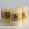 MOZEAL 3" x 4" Hand-Poured Unscented Candle,Dripless Pillar Candle Set of 3,Long Clean Burning,Approx 72 Hours Burn Time,Rustic Country Style,Wedding,Dinner,Christmas and Home Decor,Ivory