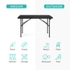 Best Choice Products 4ft Plastic Folding Table, Indoor Outdoor Heavy Duty Portable w/Handle, Lock for Picnic, Party, Camping - Black