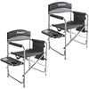 KingCamp Padded Outdoor Director Chair with Side Table, Integrated Cupholder, and Pockets for Camping, Sporting Events, or Picnics, Grey (2-Pack)