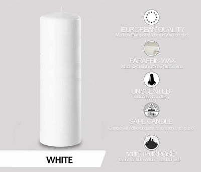 Hyoola White Pillar Candles 2x9 Inch - 4 Pack Unscented Pillar Candles - European Made