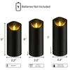 kakoya Flickering Flameless Candles, Battery Operated Acrylic LED Pillar Candles with Remote Control and Timer, Set of 9 (Black)