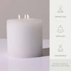 Bask Large Mottled Pillar Candles - Unscented - 6-Inch Diameter for Extra-Wide Holders - 3-Wick Candles for Home and Events - White