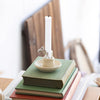 DOITOOL 2Pcs Ceramic Candlestick Holder, Taper Candle Holder with Handle, Nordic Style Candlelight Stand Desktop Ornament (Beige) (Beige)